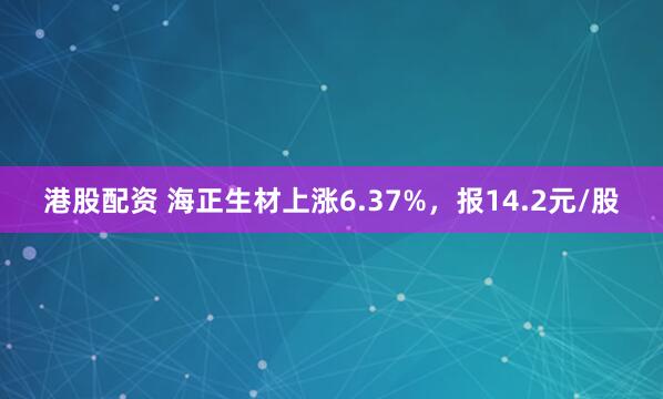 港股配资 海正生材上涨6.37%，报14.2元/股